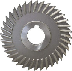 Made in USA - 4" Blade Diam x 1/4" Blade Thickness, 1" Hole, 36 Teeth, High Speed Steel Side Chip Saw - Straight Tooth, Arbor Connection, Right Hand Cut, Uncoated, with Keyway - Eagle Tool & Supply