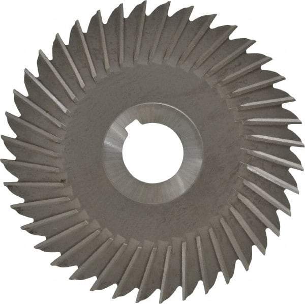 Made in USA - 5" Blade Diam x 5/32" Blade Thickness, 1" Hole, 40 Teeth, High Speed Steel Side Chip Saw - Straight Tooth, Arbor Connection, Right Hand Cut, Uncoated, with Keyway - Eagle Tool & Supply