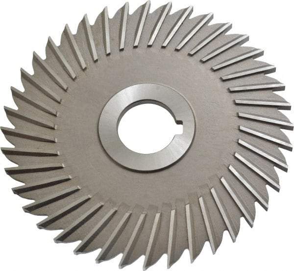 Made in USA - 5" Blade Diam x 3/16" Blade Thickness, 1" Hole, 40 Teeth, High Speed Steel Side Chip Saw - Straight Tooth, Arbor Connection, Right Hand Cut, Uncoated, with Keyway - Eagle Tool & Supply