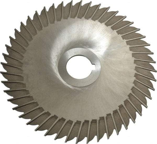 Made in USA - 6" Blade Diam x 3/32" Blade Thickness, 1" Hole, 48 Teeth, High Speed Steel Side Chip Saw - Straight Tooth, Arbor Connection, Right Hand Cut, Uncoated, with Keyway - Eagle Tool & Supply