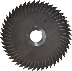 Made in USA - 6" Blade Diam x 1/8" Blade Thickness, 1" Hole, 48 Teeth, High Speed Steel Side Chip Saw - Straight Tooth, Arbor Connection, Right Hand Cut, Uncoated, with Keyway - Eagle Tool & Supply