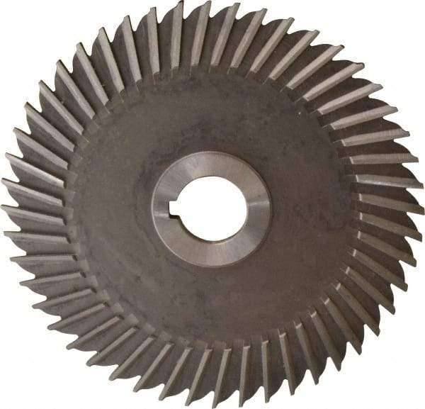 Made in USA - 6" Blade Diam x 3/16" Blade Thickness, 1" Hole, 48 Teeth, High Speed Steel Side Chip Saw - Straight Tooth, Arbor Connection, Right Hand Cut, Uncoated, with Keyway - Eagle Tool & Supply