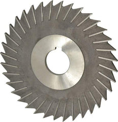 Made in USA - 6" Blade Diam x 3/16" Blade Thickness, 1-1/4" Hole, 48 Teeth, High Speed Steel Side Chip Saw - Straight Tooth, Arbor Connection, Right Hand Cut, Uncoated, with Keyway - Eagle Tool & Supply