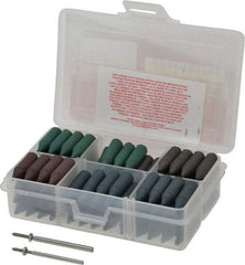 Made in USA - 102 Piece Rubberized Abrasive Point Set - Includes 2 Mandrels & 100 Points - Eagle Tool & Supply