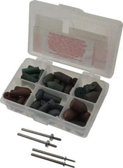 Made in USA - 102 Piece Rubberized Abrasive Point Set - Includes 4 Mandrels & 64 Points - Eagle Tool & Supply