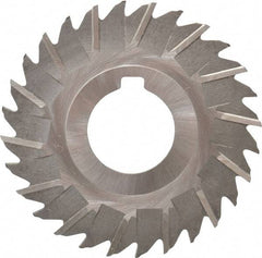 Made in USA - 3" Blade Diam x 1/16" Blade Thickness, 1" Hole, 28 Teeth, High Speed Steel Side Chip Saw - Staggered Tooth, Arbor Connection, Right Hand Cut, Uncoated, with Keyway - Eagle Tool & Supply