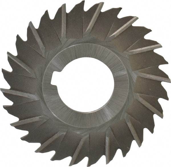 Made in USA - 3" Blade Diam x 5/64" Blade Thickness, 1" Hole, 28 Teeth, High Speed Steel Side Chip Saw - Staggered Tooth, Arbor Connection, Right Hand Cut, Uncoated, with Keyway - Eagle Tool & Supply