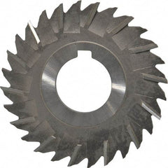 Made in USA - 3" Blade Diam x 1/8" Blade Thickness, 1" Hole, 28 Teeth, High Speed Steel Side Chip Saw - Staggered Tooth, Arbor Connection, Right Hand Cut, Uncoated, with Keyway - Eagle Tool & Supply