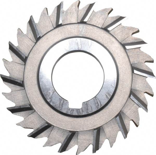 Made in USA - 3" Blade Diam x 1/4" Blade Thickness, 1" Hole, 28 Teeth, High Speed Steel Side Chip Saw - Staggered Tooth, Arbor Connection, Right Hand Cut, Uncoated, with Keyway - Eagle Tool & Supply