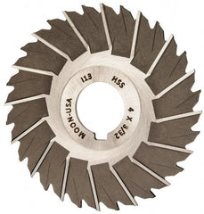 Made in USA - 4" Blade Diam x 3/32" Blade Thickness, 1" Hole, 32 Teeth, High Speed Steel Side Chip Saw - Staggered Tooth, Arbor Connection, Right Hand Cut, Uncoated, with Keyway - Eagle Tool & Supply