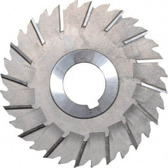 Made in USA - 4" Blade Diam x 5/32" Blade Thickness, 1" Hole, 32 Teeth, High Speed Steel Side Chip Saw - Staggered Tooth, Arbor Connection, Right Hand Cut, Uncoated, with Keyway - Eagle Tool & Supply