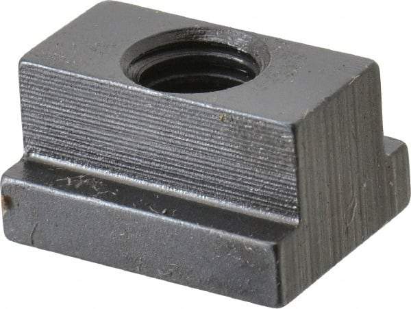 Gibraltar - 3/8-16 Tapped Through T Slot Nut - 7/16" Slot Width, 11/16 x 7/32" Base Width x Height, 7/8 x 1/2" OAL x Height - Eagle Tool & Supply