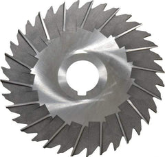 Made in USA - 5" Blade Diam x 3/32" Blade Thickness, 1" Hole, 36 Teeth, High Speed Steel Side Chip Saw - Staggered Tooth, Arbor Connection, Right Hand Cut, Uncoated, with Keyway - Eagle Tool & Supply