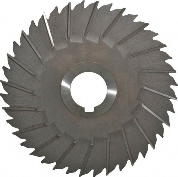 Made in USA - 6" Blade Diam x 5/32" Blade Thickness, 1-1/4" Hole, 40 Teeth, High Speed Steel Side Chip Saw - Staggered Tooth, Arbor Connection, Right Hand Cut, Uncoated, with Keyway - Eagle Tool & Supply