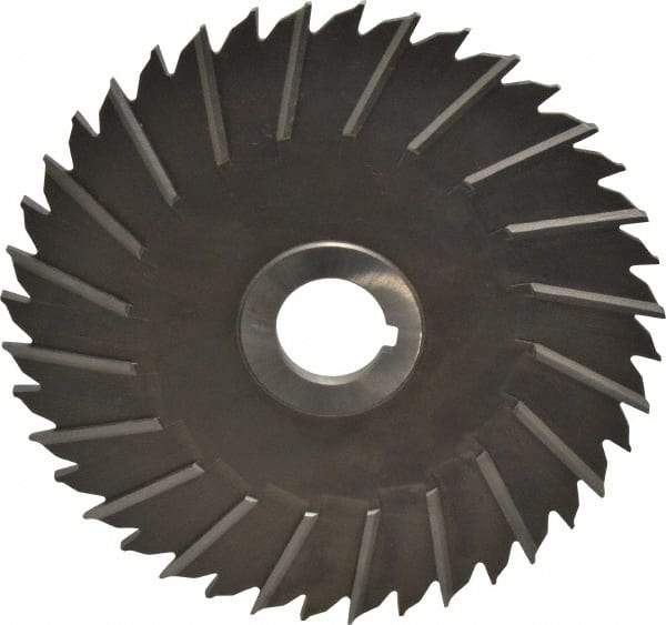 Made in USA - 6" Blade Diam x 3/16" Blade Thickness, 1" Hole, 40 Teeth, High Speed Steel Side Chip Saw - Staggered Tooth, Arbor Connection, Right Hand Cut, Uncoated, with Keyway - Eagle Tool & Supply