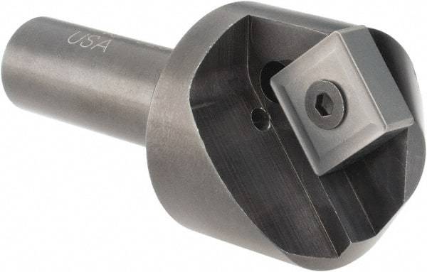 Cutting Tool Technologies - 100° Included Angle, 1.15" Max Cut Diam, 1.15mm Body Diam, 1/2" Shank Diam, 2-3/8" OAL, Indexable Countersink - 0.27" LOC, Square Insert, SNMG 432 Insert Style, Negative Rake, Series NC - Eagle Tool & Supply