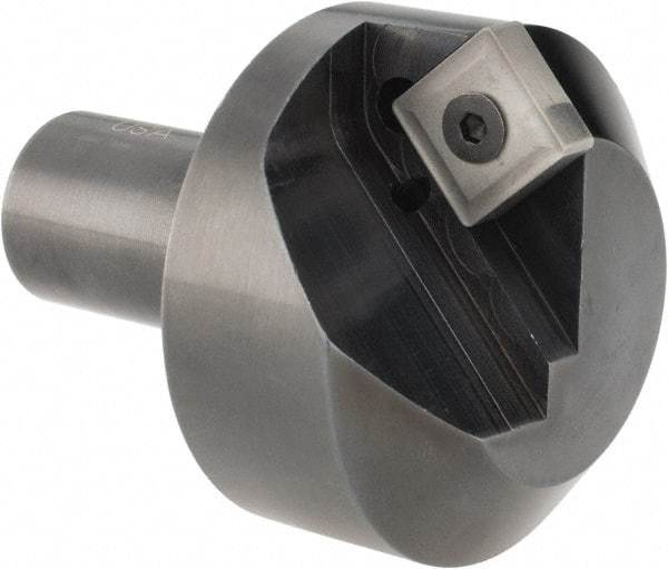 Cutting Tool Technologies - 100° Included Angle, 1.9" Max Cut Diam, 1.9mm Body Diam, 3/4" Shank Diam, 2-3/8" OAL, Indexable Countersink - 0.27" LOC, Square Insert, SNMG 432 Insert Style, Negative Rake, Series NC - Eagle Tool & Supply