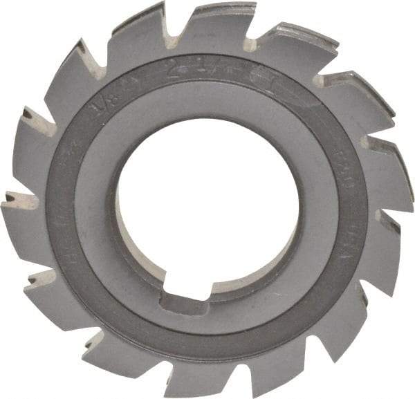 Made in USA - 1/16" Radius, 1/8" Circle Diam, 2-1/4" Diam x 0.26" Wide Cut, High Speed Steel Concave Radius Cutter - 2-1/4" OAL, Arbor Connection, Uncoated, Form Relieved, 10 Teeth - Eagle Tool & Supply