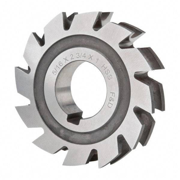 Made in USA - 5/32" Radius, 5/16" Circle Diam, 2-3/4" Diam x 0.572" Wide Cut, High Speed Steel Concave Radius Cutter - 2-3/4" OAL, Arbor Connection, Uncoated, Form Relieved, 10 Teeth - Eagle Tool & Supply