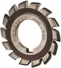 Made in USA - 3/16" Radius, 3/16" Circle Diam, 2-1/4" Cutter Diam, Arbor Connection, Convex Radius Cutter - High Speed Steel, Uncoated, Form Relieved, 14 Teeth - Eagle Tool & Supply