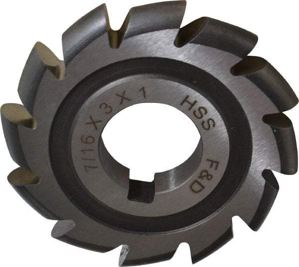 Made in USA - 7/32" Radius, 7/16" Circle Diam, 3" Cutter Diam, Arbor Connection, Convex Radius Cutter - High Speed Steel, Uncoated, Form Relieved, 12 Teeth - Eagle Tool & Supply