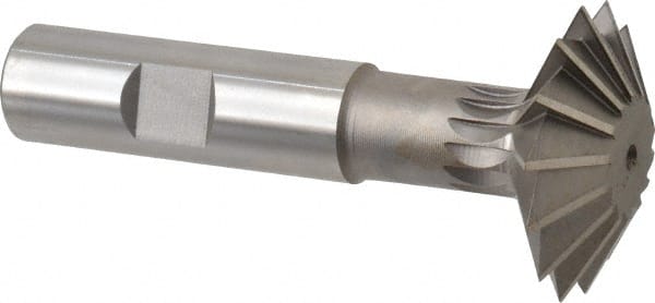 Made in USA - 1-1/2° 1-1/2" Cut Diam, 1/2" Cut Width, 5/8" Shank, High Speed Steel Double-Angle Cutter - Eagle Tool & Supply