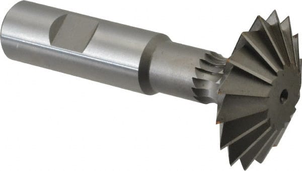 Made in USA - 1-7/8° 1-7/8" Cut Diam, 5/8" Cut Width, 3/4" Shank, High Speed Steel Double-Angle Cutter - Eagle Tool & Supply