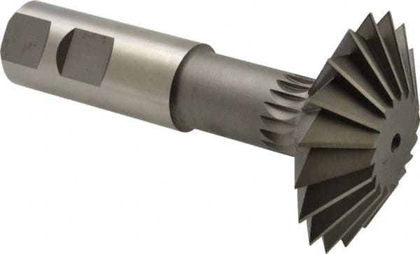 Made in USA - 2-1/4° 2-1/4" Cut Diam, 3/4" Cut Width, 7/8" Shank, High Speed Steel Double-Angle Cutter - Eagle Tool & Supply