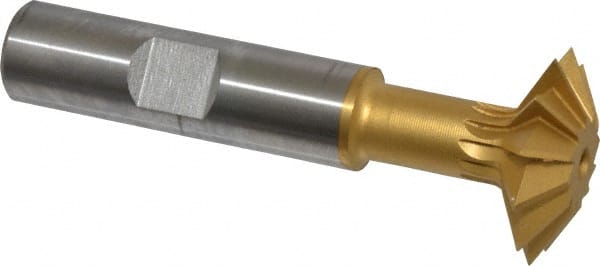 Made in USA - 1° 1" Cut Diam, 5/16" Cut Width, 1/2" Shank, High Speed Steel Double-Angle Cutter - Eagle Tool & Supply