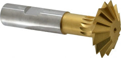 Made in USA - 1-1/2° 1-1/2" Cut Diam, 1/2" Cut Width, 5/8" Shank, High Speed Steel Double-Angle Cutter - Eagle Tool & Supply