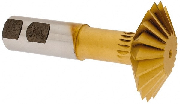 Made in USA - 2-1/4° 2-1/4" Cut Diam, 3/4" Cut Width, 7/8" Shank, High Speed Steel Double-Angle Cutter - Eagle Tool & Supply