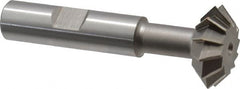 Made in USA - 1° 1" Cut Diam, 3/8" Cut Width, 1/2" Shank, High Speed Steel Double-Angle Cutter - Eagle Tool & Supply