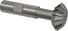 Made in USA - 1-3/8° 1-3/8" Cut Diam, 1/2" Cut Width, 5/8" Shank, High Speed Steel Double-Angle Cutter - Eagle Tool & Supply