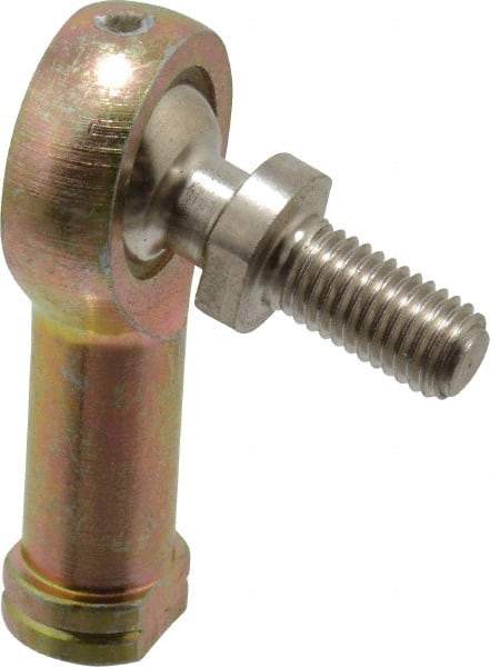 Alinabal - 1/4" ID, 3/4" Max OD, 1,650 Lb Max Static Cap, Spherical Rod End - 1/4-28 LH, 3/8" Shank Diam, 3/4" Shank Length, Steel with Molded Nyloy Raceway - Eagle Tool & Supply