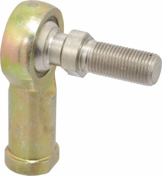 Alinabal - 1/2" ID, 1.3333" Max OD, 6,400 Lb Max Static Cap, Spherical Rod End - 1/2-20 RH, 3/4" Shank Diam, 1-3/16" Shank Length, Steel with Molded Nyloy Raceway - Eagle Tool & Supply