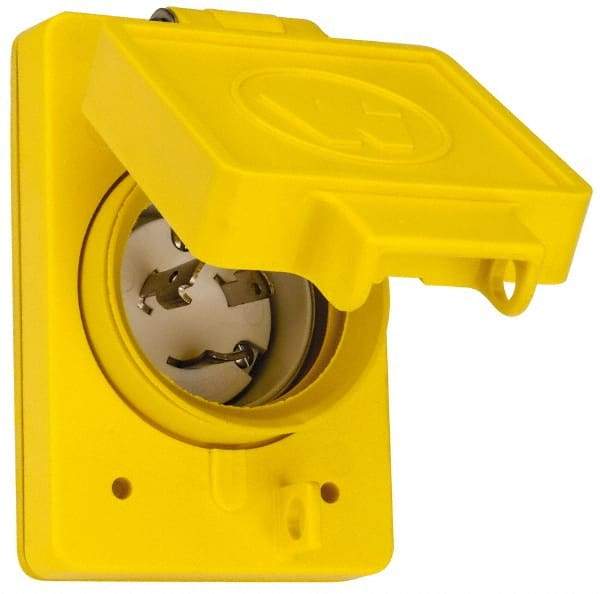 Value Collection - 250 VAC, 20 Amp, L6-20P NEMA, Ungrounded Receptacle - 2 Poles, 3 Wire, Male End, Yellow - Eagle Tool & Supply