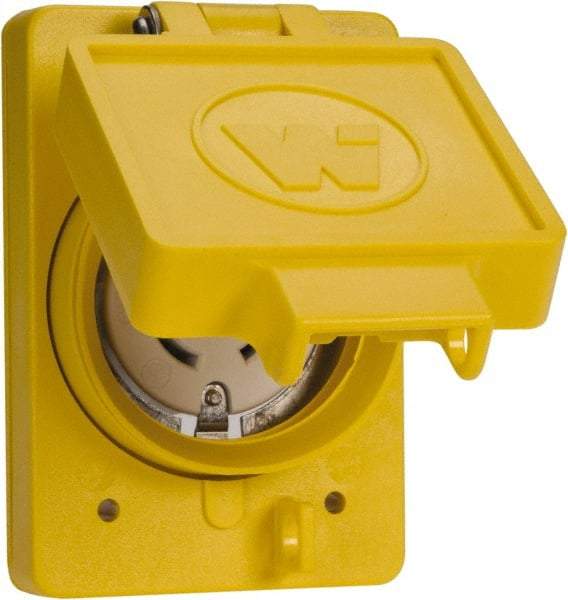 Value Collection - 125/250 VAC, 30 Amp, L14-30R NEMA, Ungrounded Receptacle - 3 Poles, 4 Wire, Female End, Yellow - Eagle Tool & Supply