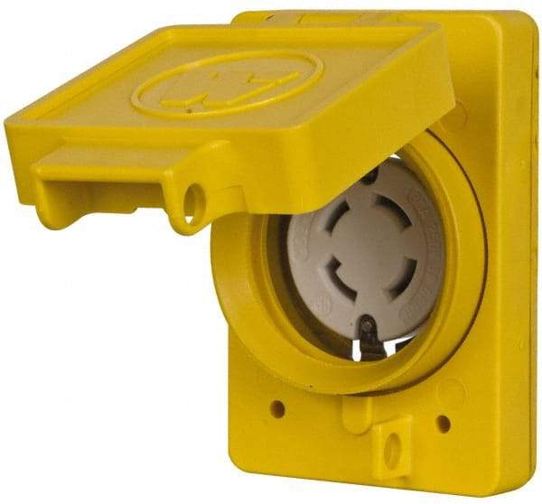 Value Collection - 250 VAC, 30 Amp, L15-30R NEMA, Self Grounding Receptacle - 3 Poles, 3 Wire, Female End, Yellow - Eagle Tool & Supply