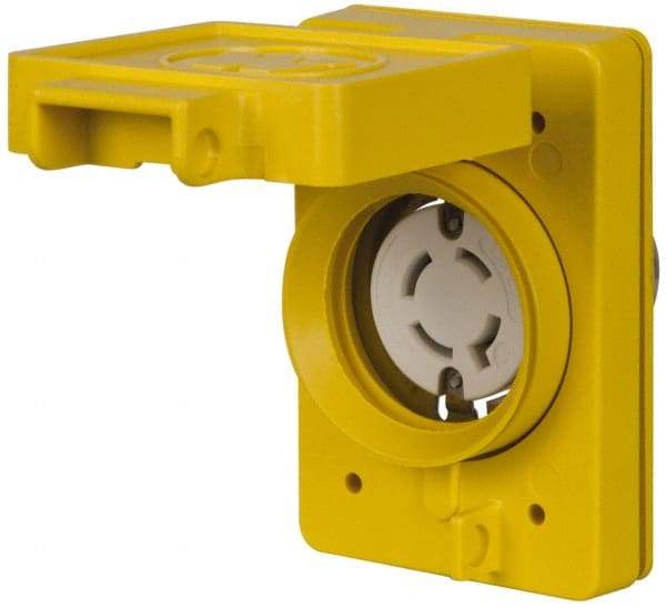 Value Collection - 480 VAC, 20 Amp, L16-20R NEMA, Self Grounding Receptacle - 3 Poles, 3 Wire, Female End, Yellow - Eagle Tool & Supply