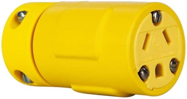 Value Collection - 277 VAC, 15 Amp, 7-15 NEMA, Straight, Ungrounded, Industrial Grade Connector - 2 Pole, 3 Wire, Rubber, Yellow - Eagle Tool & Supply