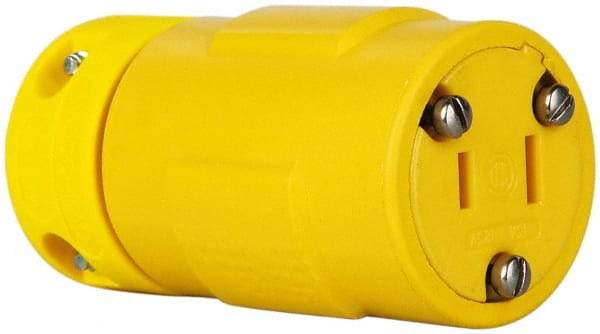 Value Collection - 125 VAC, 15 Amp, 1-15R NEMA, Straight, Ungrounded, Industrial Grade Connector - 2 Pole, 2 Wire, 1 Phase, Rubber, Yellow - Eagle Tool & Supply