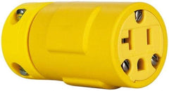 Value Collection - 125 VAC, 20 Amp, 5-20 NEMA, Straight, Ungrounded, Industrial Grade Connector - 2 Pole, 3 Wire, 1 Phase, Rubber, Yellow - Eagle Tool & Supply