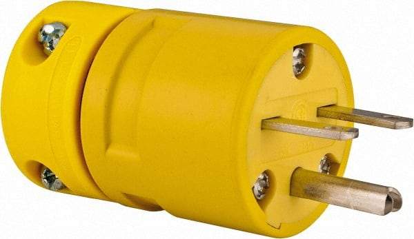 Value Collection - 250 VAC, 15 Amp, 6-16 NEMA, Straight, Ungrounded, Industrial Grade Plug - 2 Pole, 3 Wire, 1 Phase, Rubber, Yellow - Eagle Tool & Supply