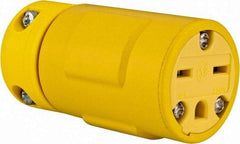 Value Collection - 250 VAC, 15 Amp, 6-15 NEMA, Straight, Ungrounded, Industrial Grade Connector - 2 Pole, 3 Wire, 1 Phase, Rubber, Yellow - Eagle Tool & Supply