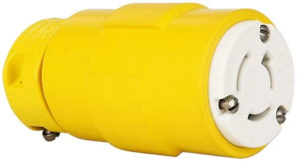 Value Collection - 125/250 VAC, 20 Amp, NonNEMA, Straight, Ungrounded, Industrial Grade Connector - 3 Pole, 3 Wire, 1 Phase, Rubber, Yellow - Eagle Tool & Supply