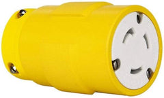 Value Collection - 125 VAC, 30 Amp, L5-30 NEMA, Straight, Ungrounded, Industrial Grade Connector - 2 Pole, 3 Wire, 1 Phase, Rubber, Yellow - Eagle Tool & Supply