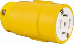 Value Collection - 277/480 VAC, 20 Amp, L22-20 NEMA, Straight, Self Grounding, Industrial Grade Connector - 4 Pole, 5 Wire, 3 Phase, Rubber, Yellow - Eagle Tool & Supply