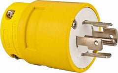 Value Collection - 120/208 VAC, 30 Amp, L21-30 NEMA, Straight, Ungrounded, Industrial Grade Plug - 4 Pole, 5 Wire, 3 Phase, Rubber, Yellow - Eagle Tool & Supply