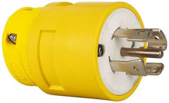 Value Collection - 347/600 VAC, 30 Amp, L23-30 NEMA, Straight, Ungrounded, Industrial Grade Plug - 4 Pole, 5 Wire, Rubber, Yellow - Eagle Tool & Supply