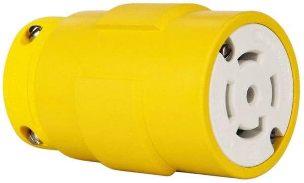 Value Collection - 347/600 VAC, 30 Amp, L23-30 NEMA, Straight, Ungrounded, Industrial Grade Connector - 4 Pole, 5 Wire, 3 Phase, Rubber, Yellow - Eagle Tool & Supply